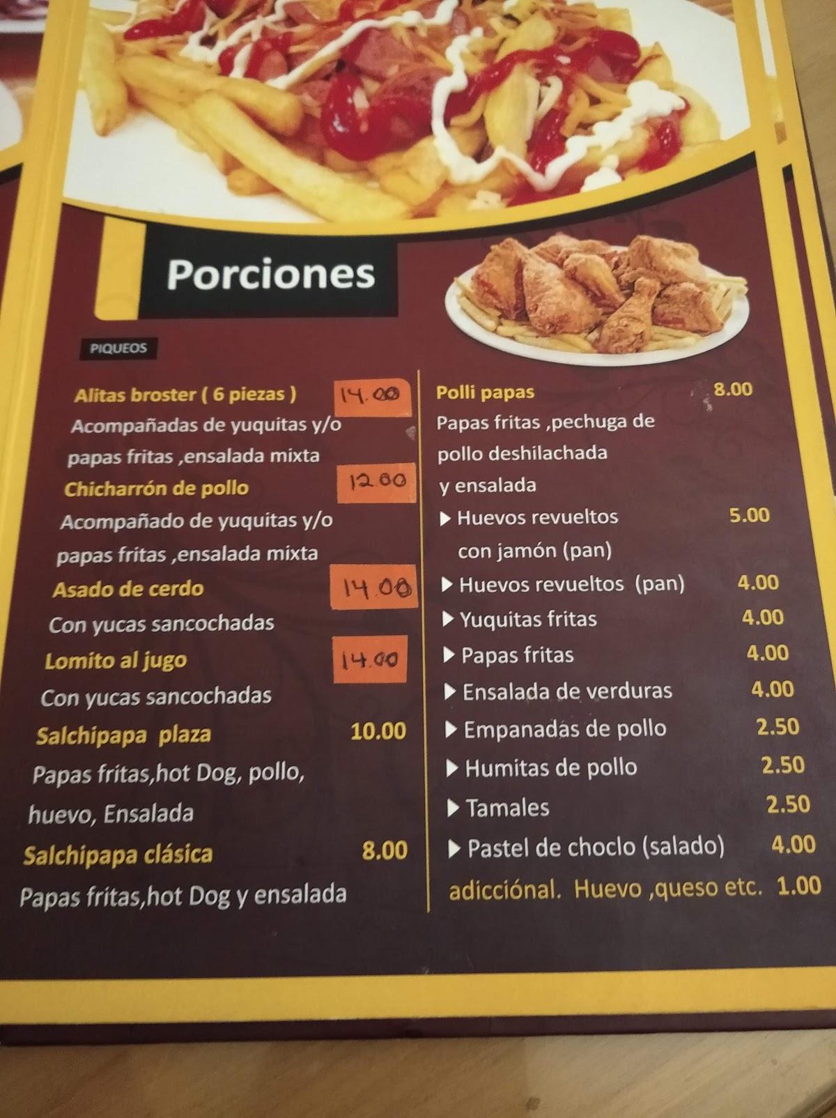 Menu at Café Plaza, Chepen