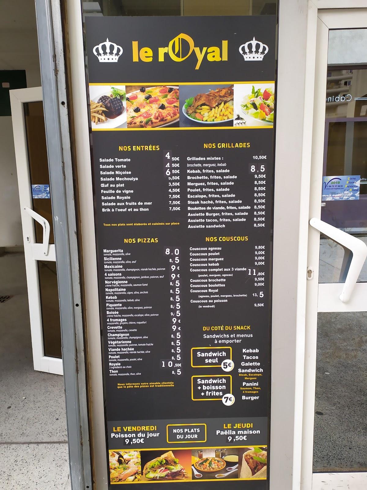 Menu at Le Royal couscous pizzeria, Villeurbanne, 2 Av. Salvador Allende
