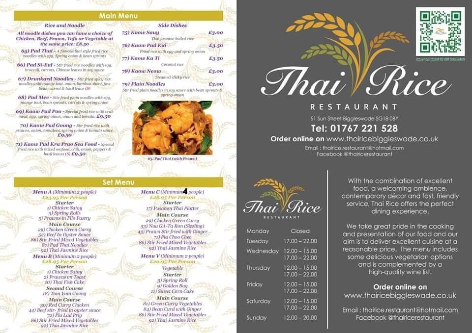 Menu At Thai Rice Restaurant Biggleswade   Rf38 Thai Rice Resturant Menu 