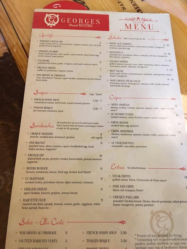 Menu at French Bistro restaurant, Wichita