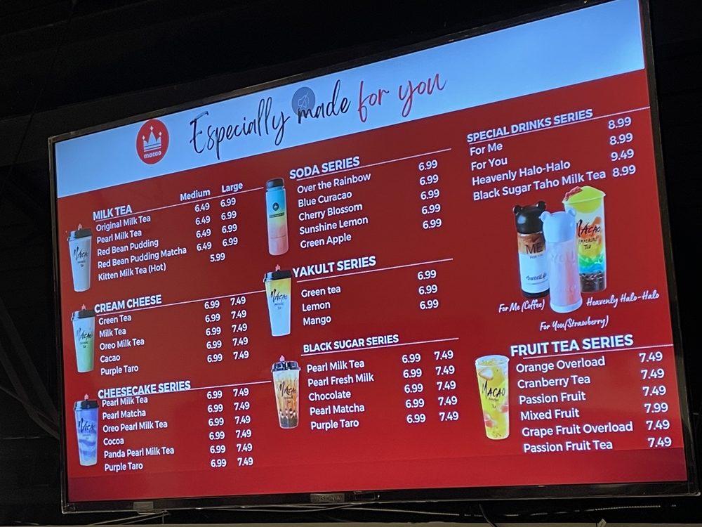 Menu at Macao Imperial Tea desserts, Burnaby