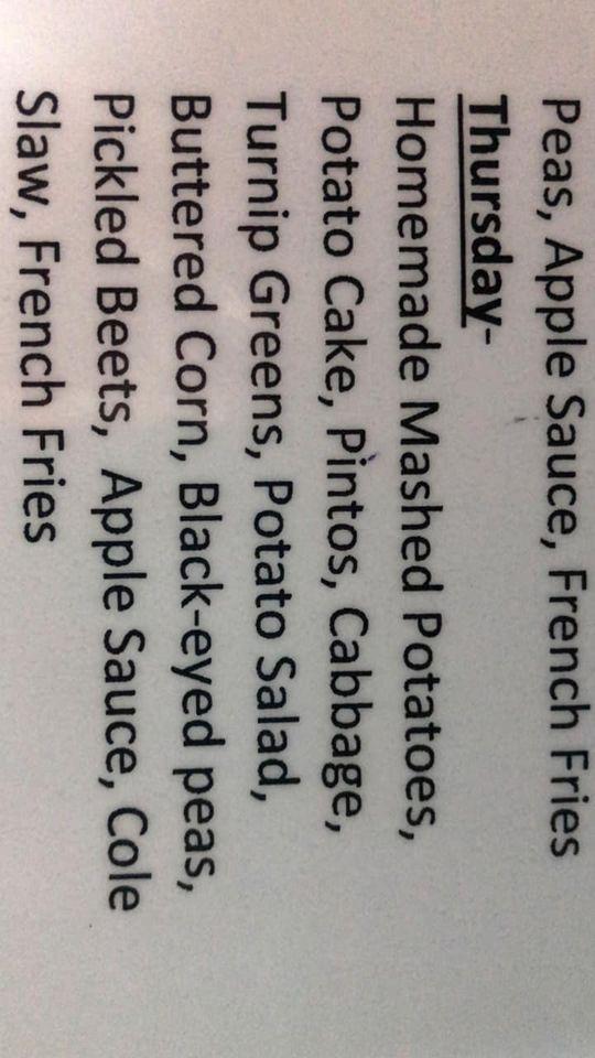 Menu at Ocie's Restaurant, Mount Airy