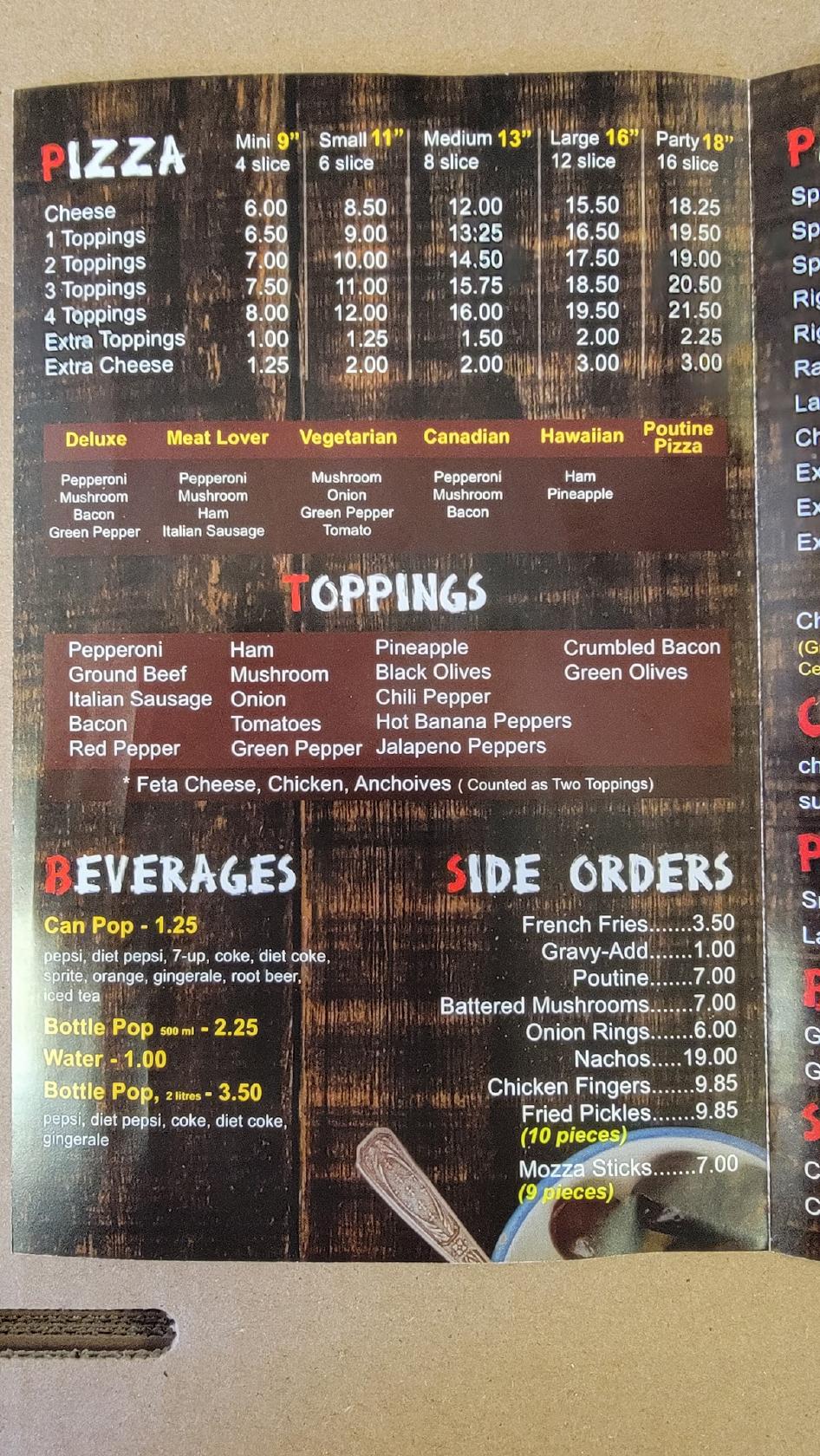 Menu at Ingersoll Pizza & Pasta pizzeria, Ingersoll, 17 Thames St S unit A