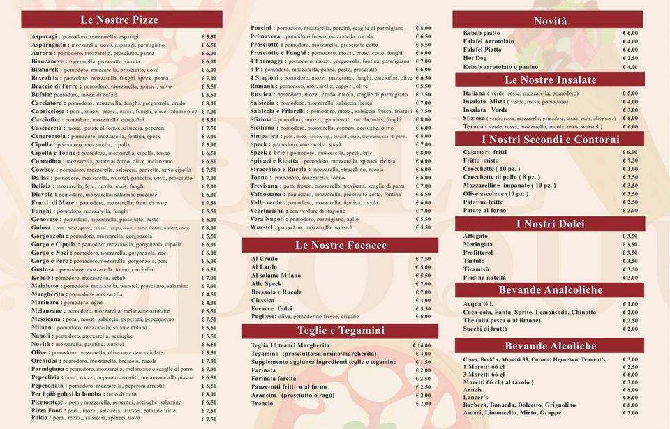Menu di Pizza Food 