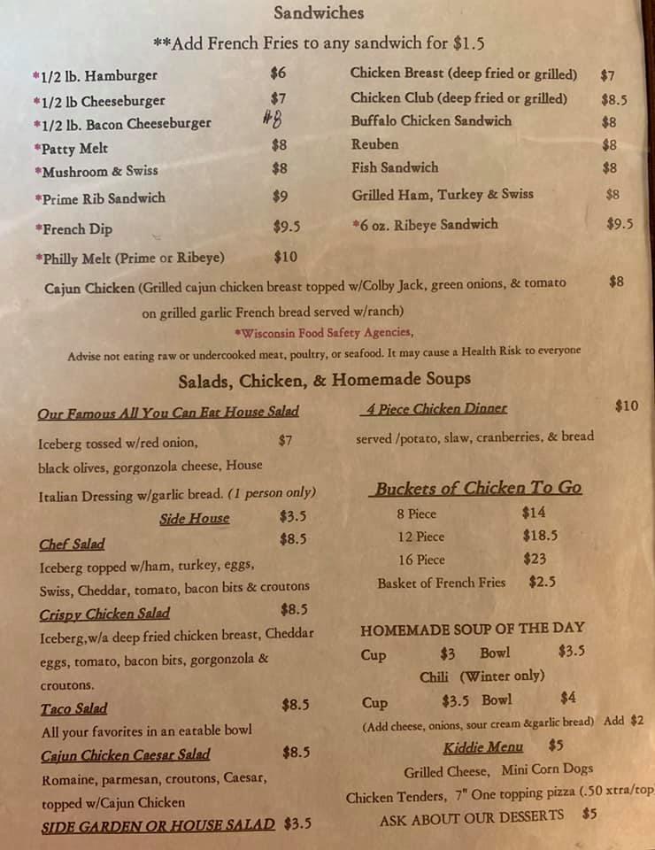 Menu at Heart Breakers pub & bar, Antigo