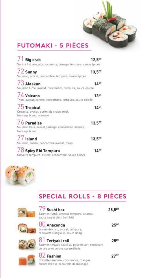 Speisekarte von Sushi Box restaurant, Tunis