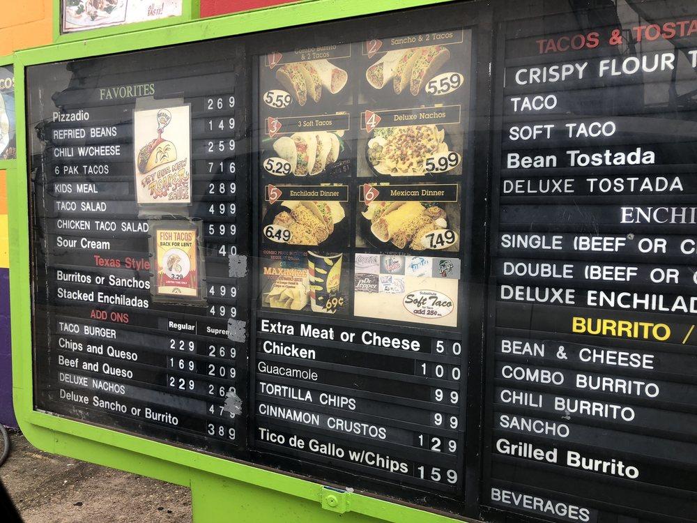 Menu at Taco Tico restaurant, Kenner, Williams Blvd