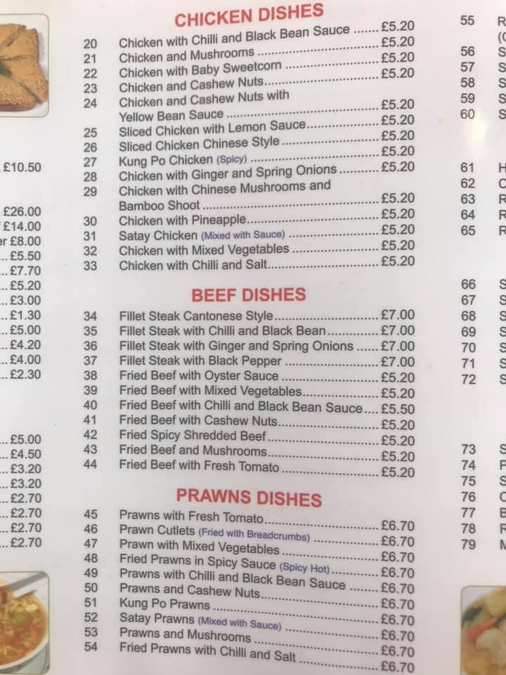 Menu at Wings restaurant, SouthendonSea