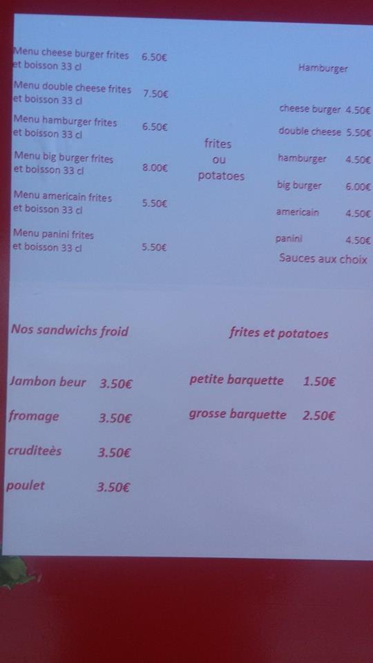 Menu at Chez fanfan restaurant, Périgueux