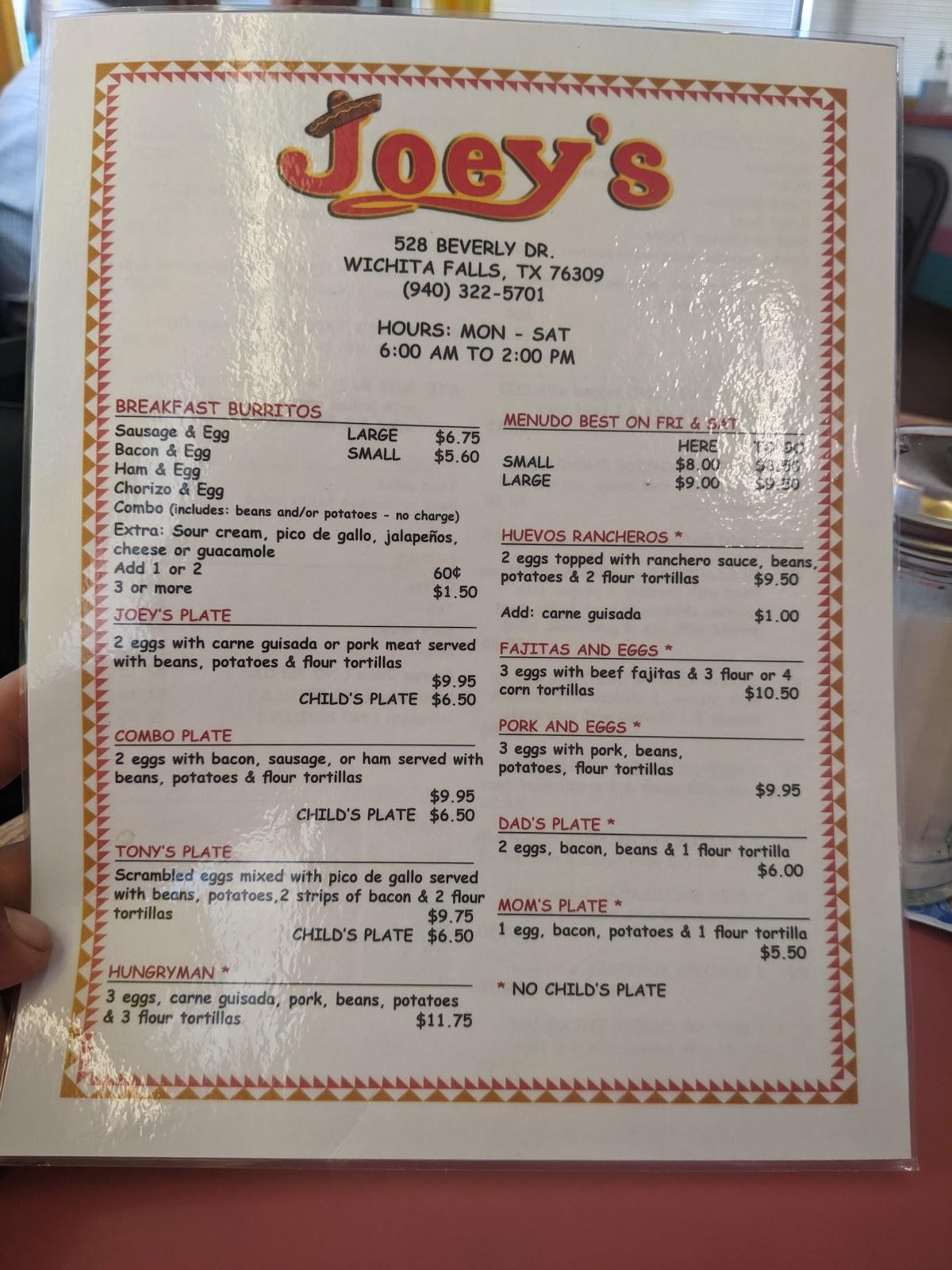 Menu At Joey S Restaurant Wichita Falls 528 Beverly Dr   Rf3e Menu Joeys 2022 10 