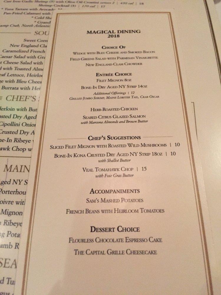 Menu at The Capital Grille pub & bar, Orlando, Conroy Rd A146