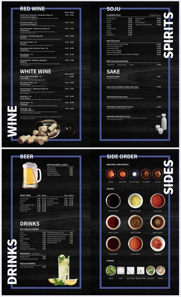 Menu at Gen Korean BBQ House, Torrance, Crenshaw Blvd