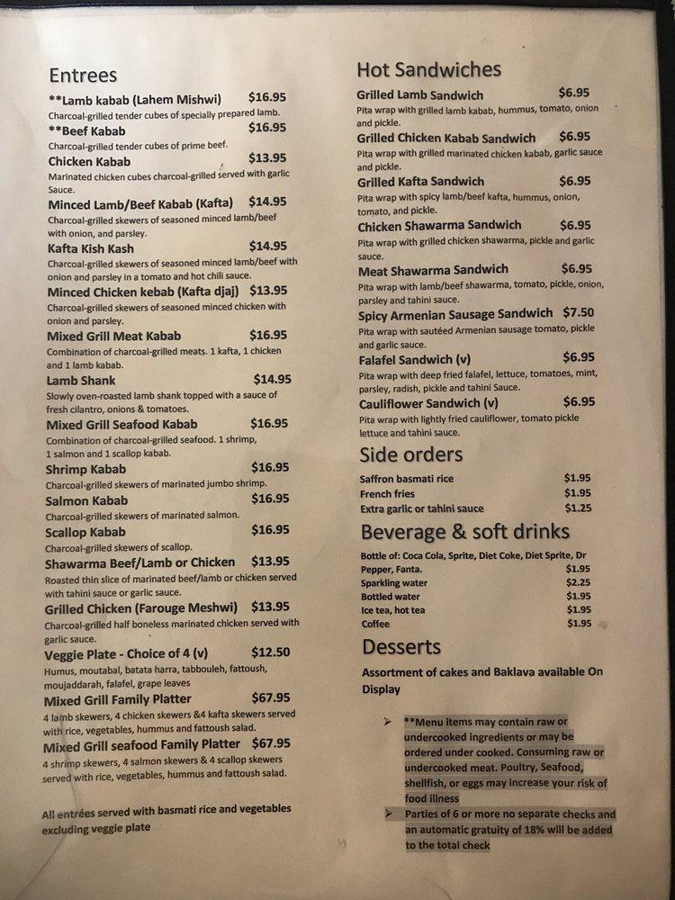 Menu at KababJe Rotisserie & Grille restaurant, Charlotte, b Rea Rd