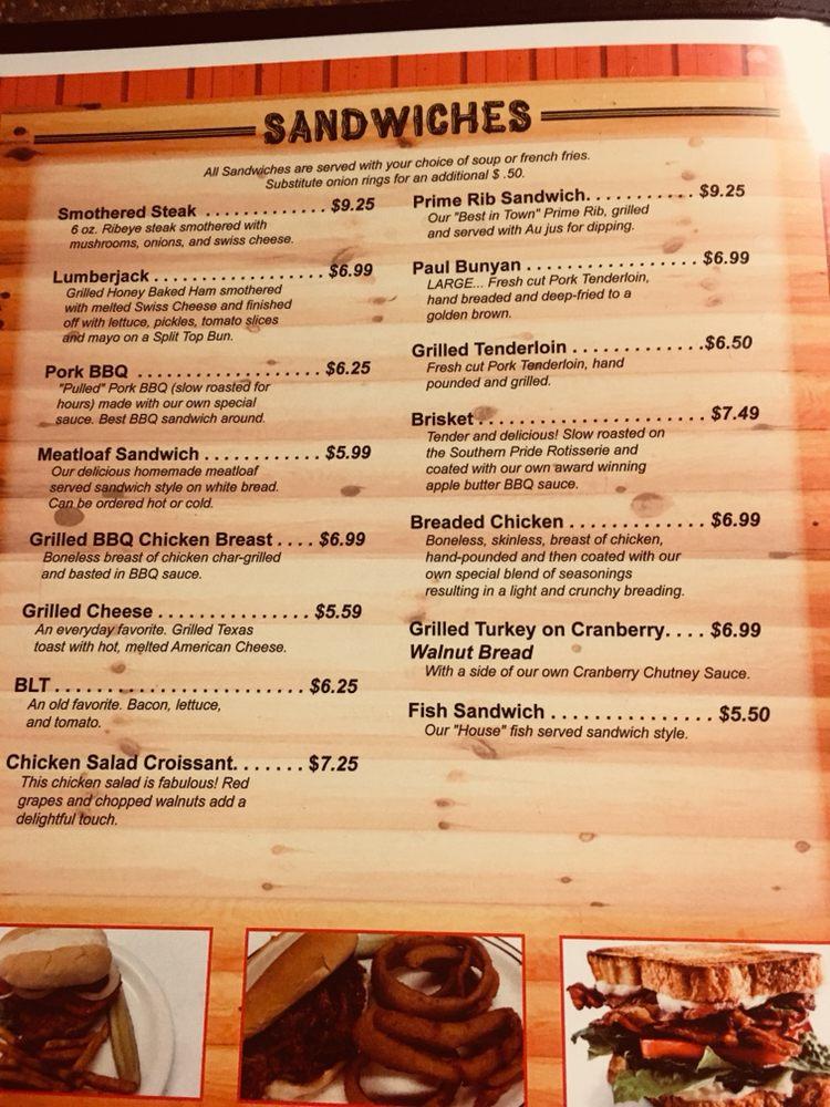 Menu at Log House Restaurant, Argos, 101 N Michigan St