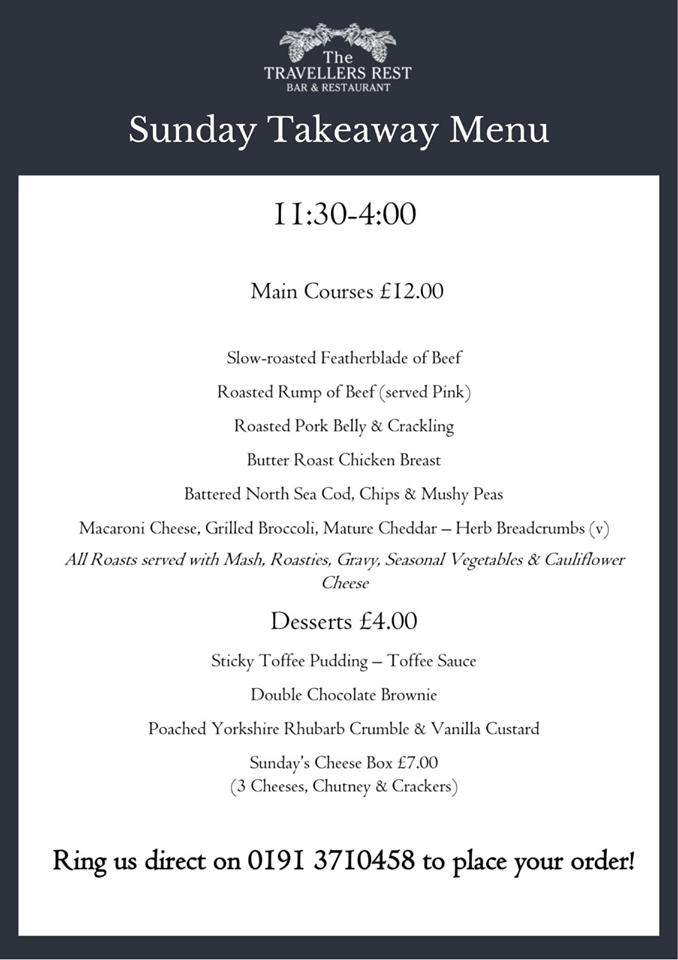 travellers rest stanley lunchtime menu