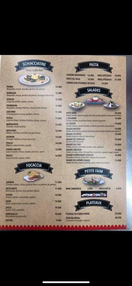 Menu At Fatto Bene Pizzeria Sainte Maxime
