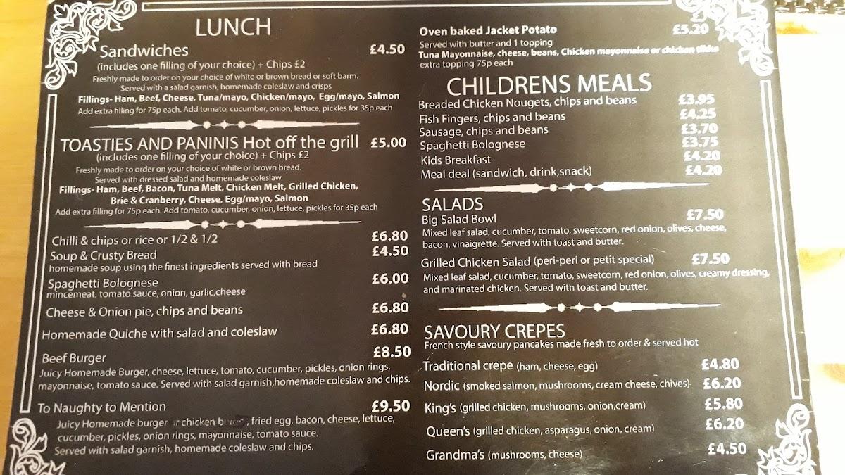 Menu at Petite Bistro cafe, Rochdale