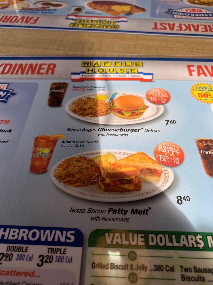Menu at Waffle House restaurant, Dublin, Cleburne Blvd