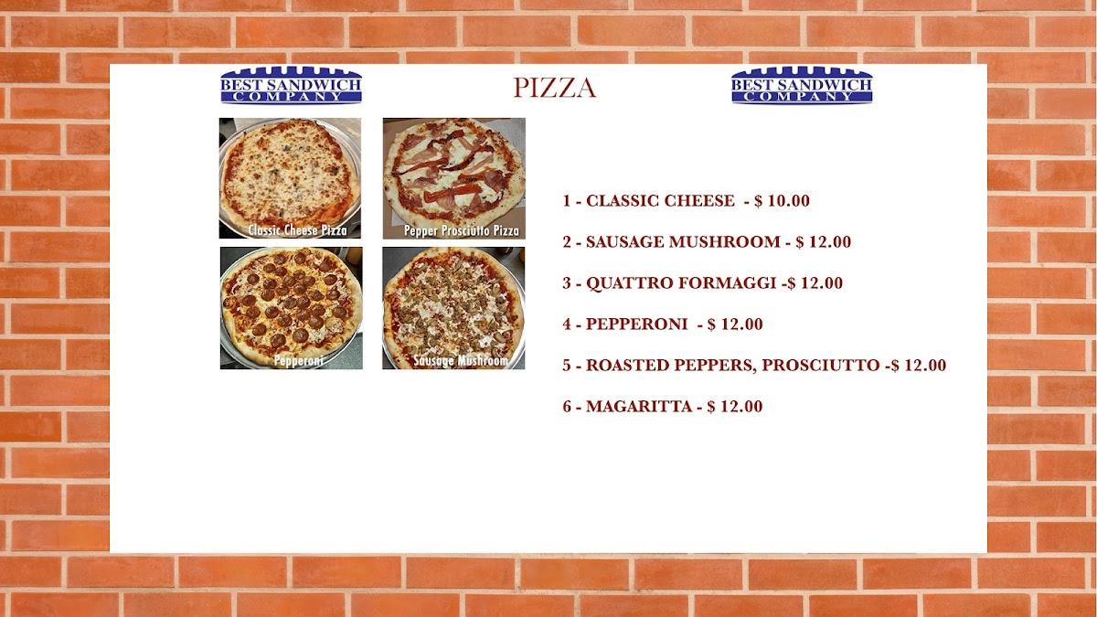 Menu at Best Sandwich Company pizzeria, Peabody