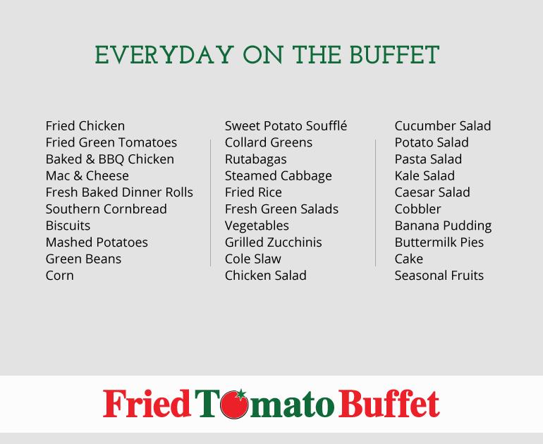 Menu at The Tomatoes Country Buffet restaurant, Kennesaw