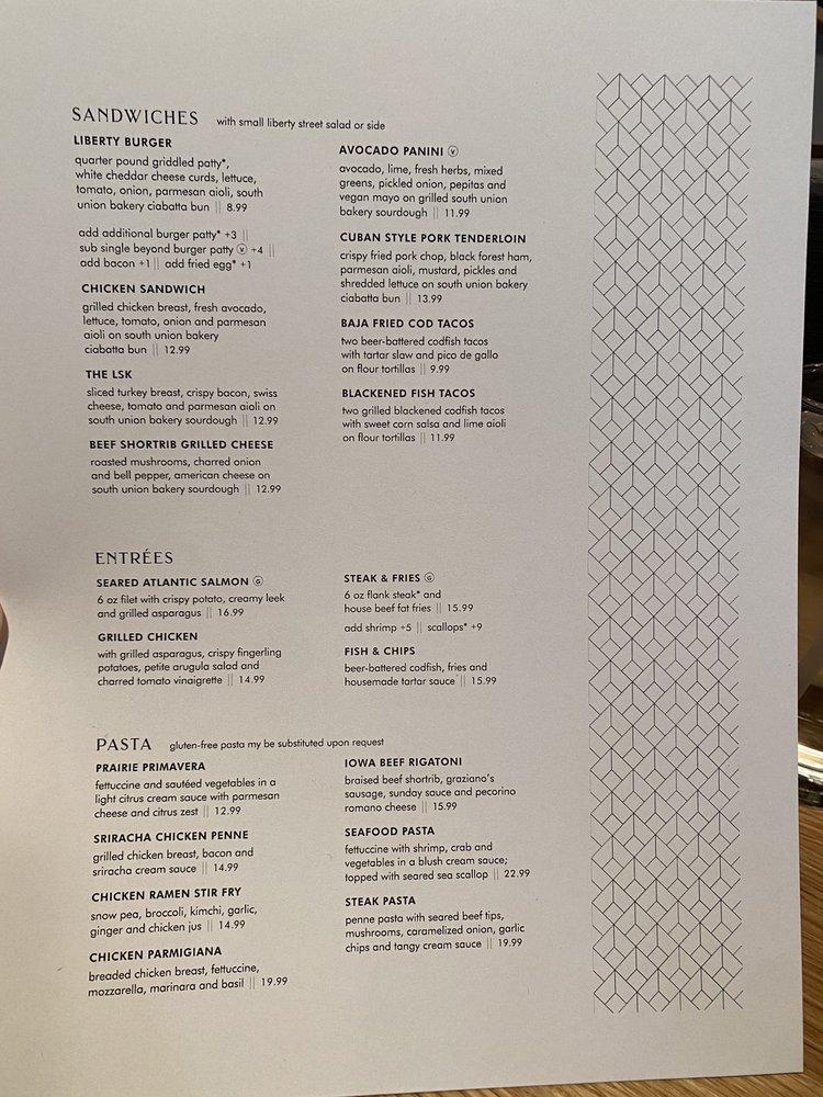 Menu at Liberty Street Kitchen restaurant, Pella
