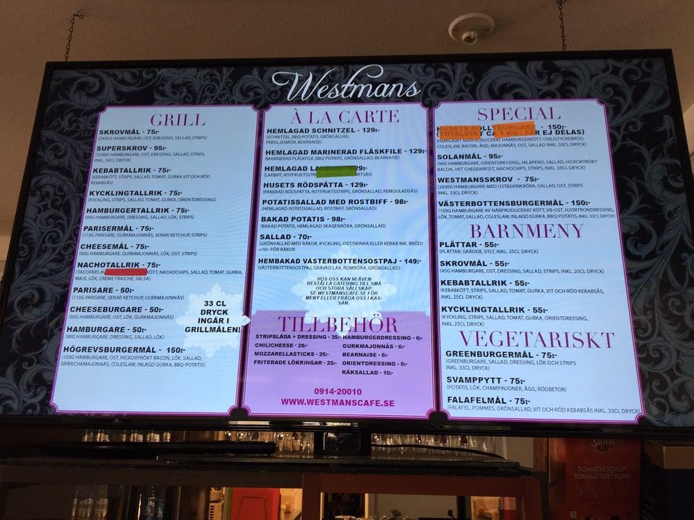 Menu At Westmans Café Cafe, Sweden