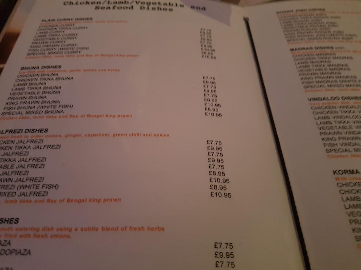 Menu at Copper Pot restaurant, Rochdale