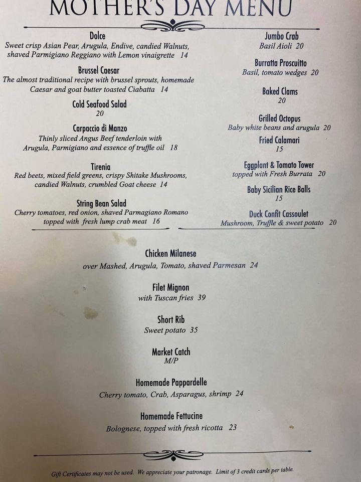 Menu at La Cucina Nouveau restaurant, Marlboro Township, 167 Route 9 South