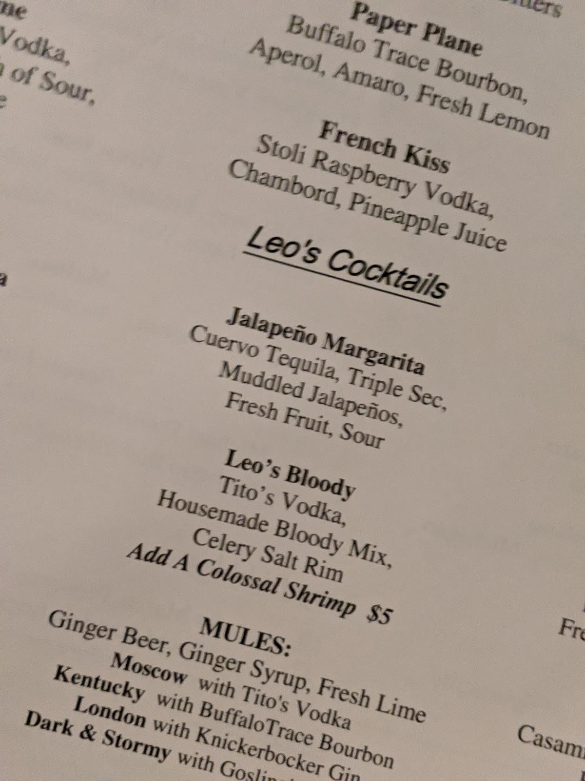 Menu at Leo's Seafood Restaurant & Bar, Grand Rapids