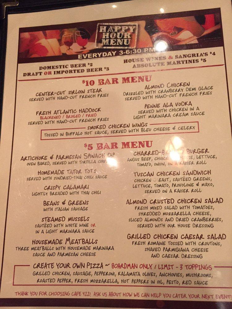 Menu at Cafe 422, Boardman, South Ave
