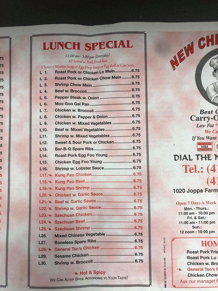 Menu at New Chinese Boys restaurant, Edgewood, Joppa Farm Rd