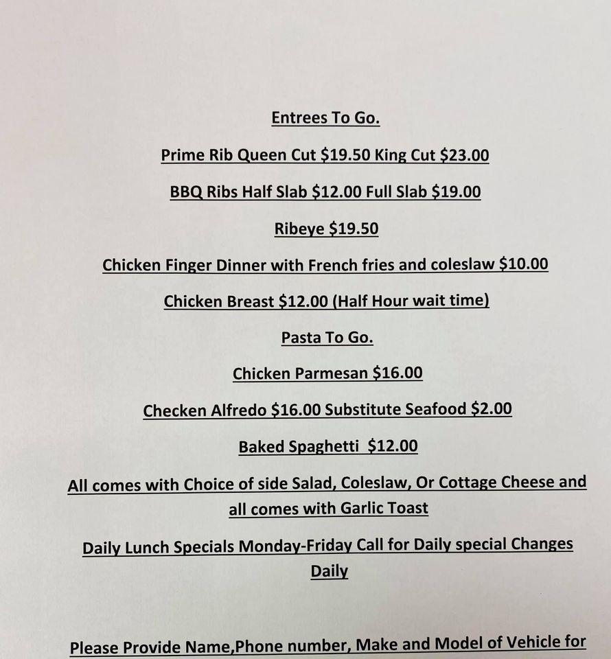 Menu at Franklin Inn & Lounge restaurant, Bad Axe, E Huron Ave