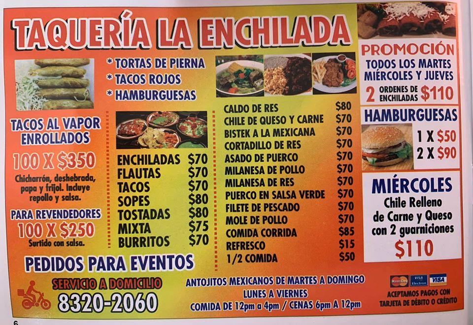 Menu at ANTOJITOS MEXICANOS La Enchilada restaurant, San Nicolás de los ...