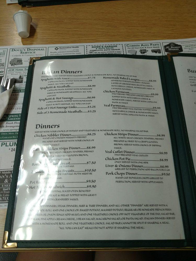 Menu at Countryside Restaurant, Corinth, 98 Main St