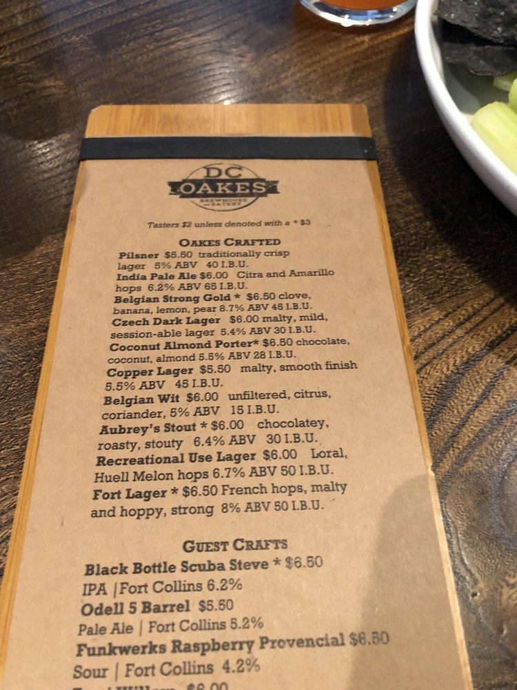 Menu at DC Oakes Brewhouse And Eatery pub & bar, Fort Collins