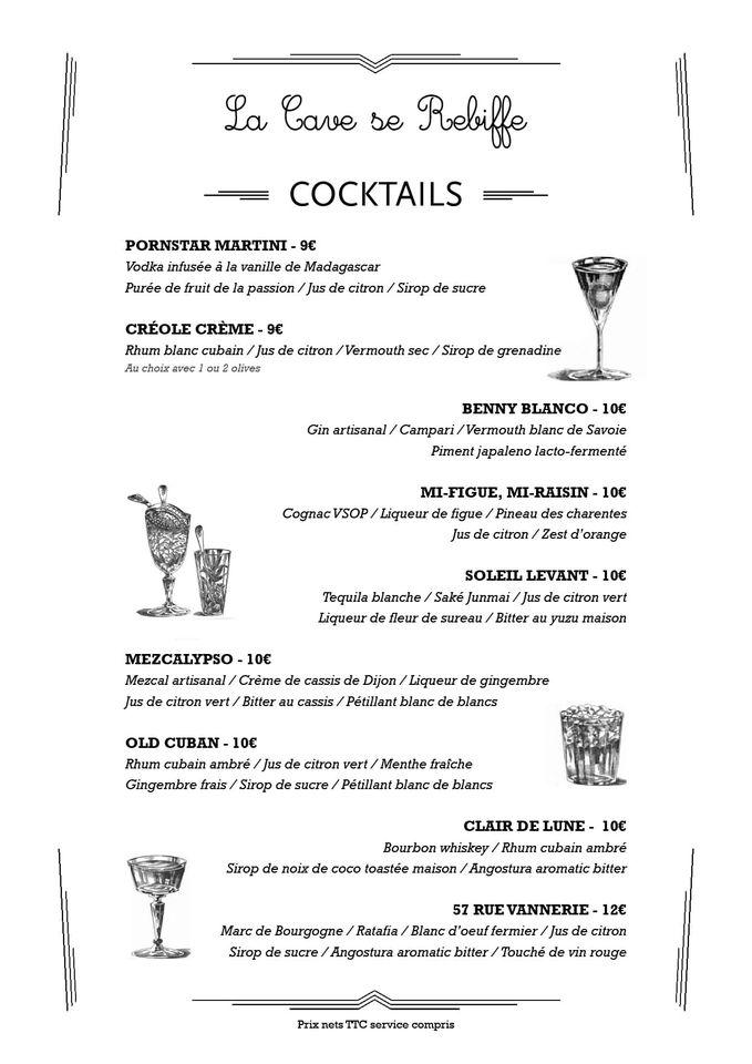 Menu at La Cave Se Rebiffe pub & bar, Dijon