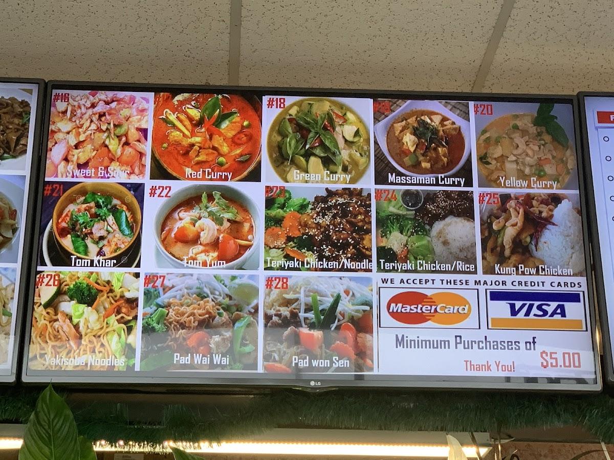 Menu at Lee's Thai Foods restaurant, Eugene