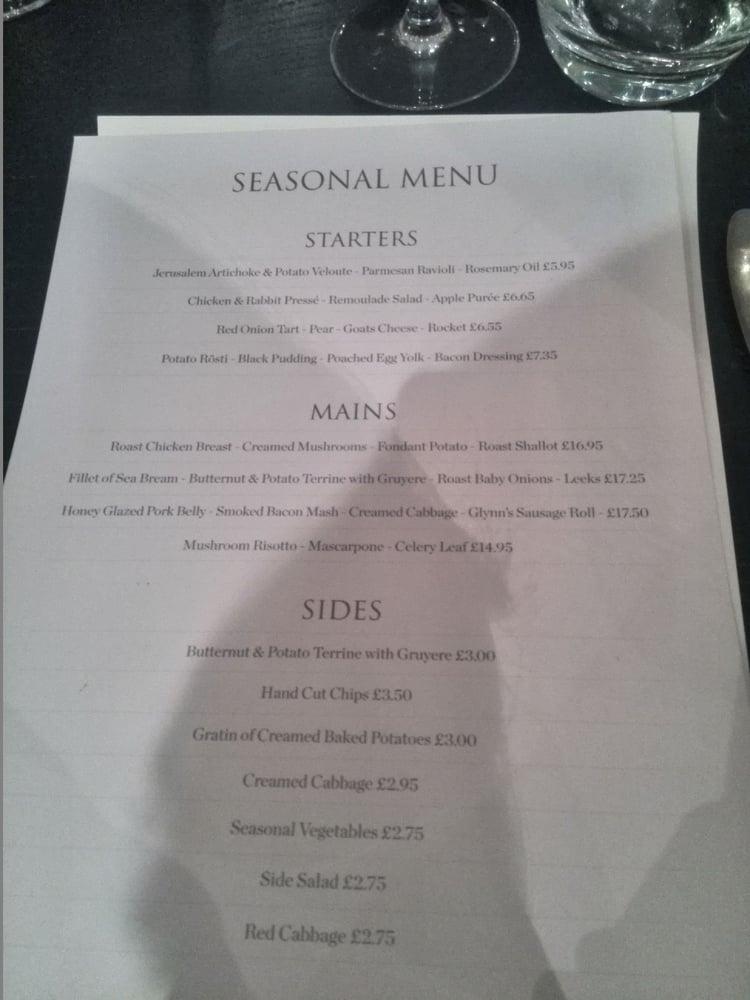 Menu at Purnell's Bistro pub & bar, Birmingham