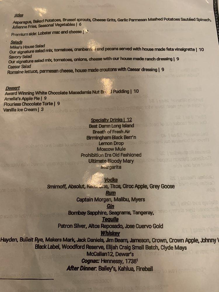 Menu at Michael's Restaurant, Birmingham, 1st Ave S