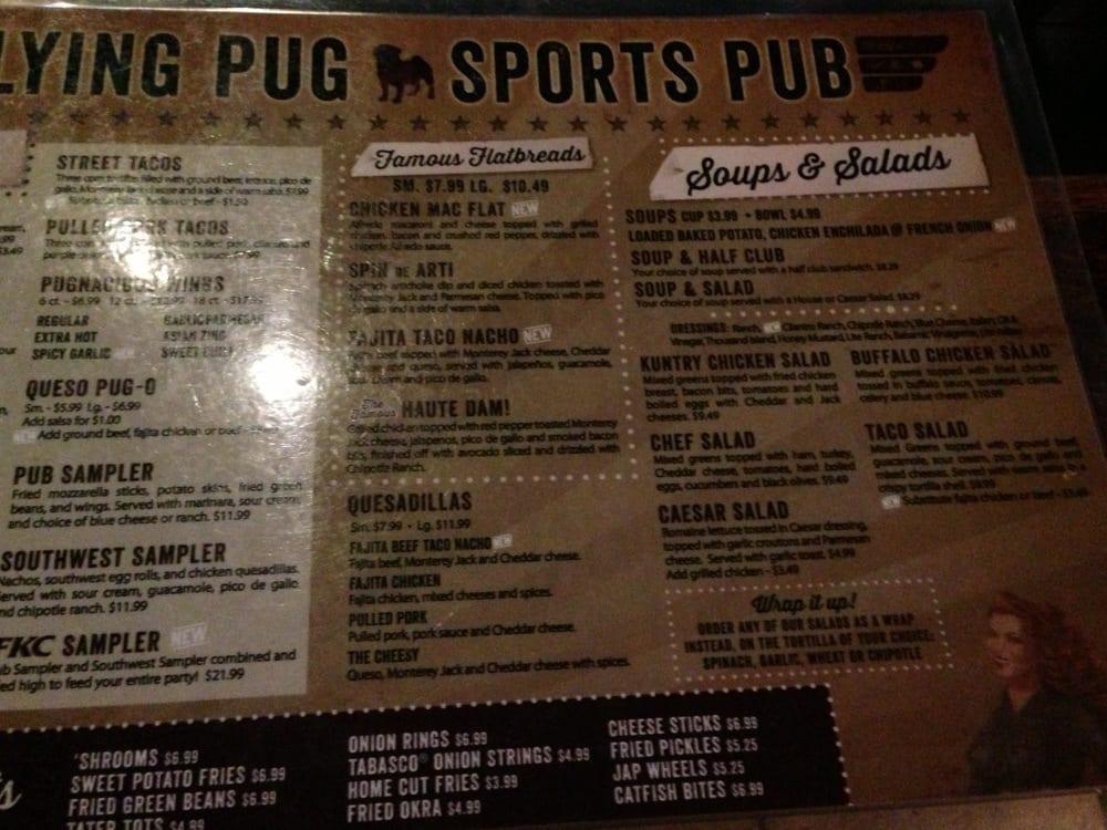 Flying pug menu