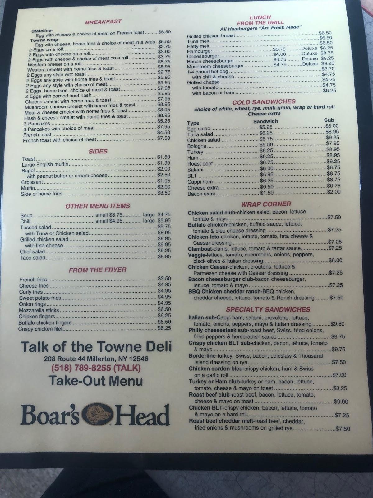 towne deli super bowl menu