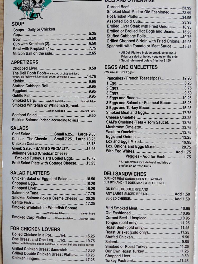 Menu at Centre Street Deli restaurant, Vaughan