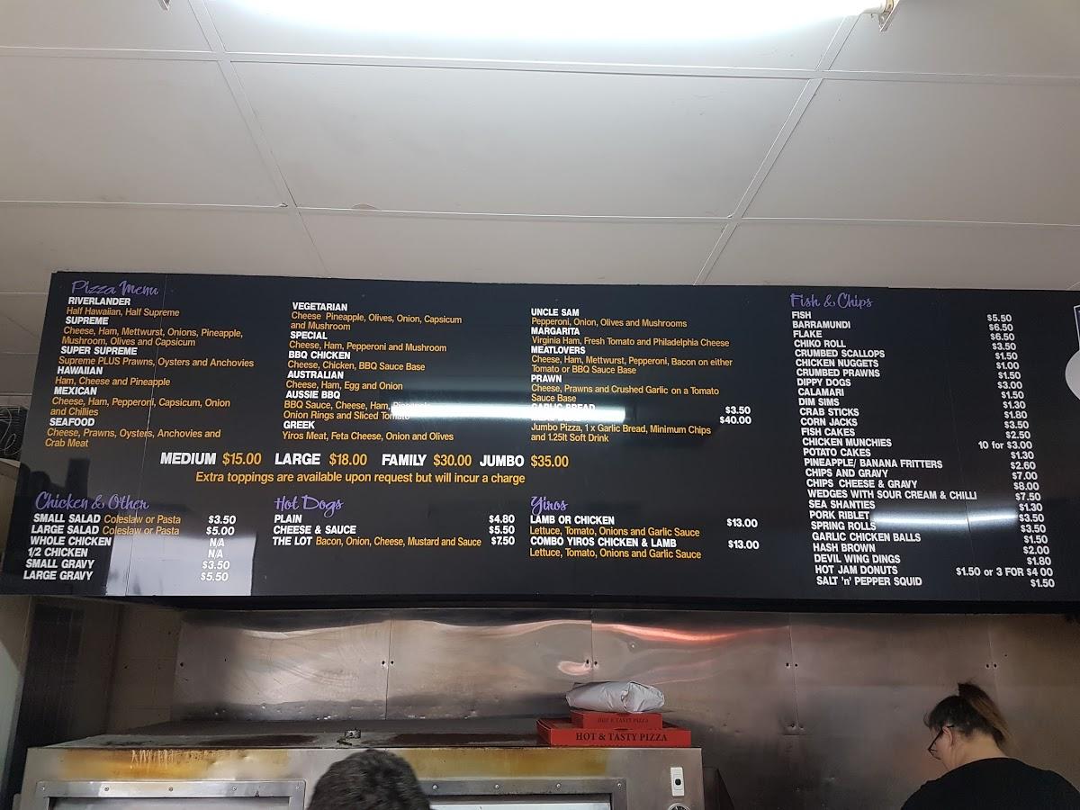 Menu at PJ's Pizza & Takeaway pizzeria, Berri, 15 William St