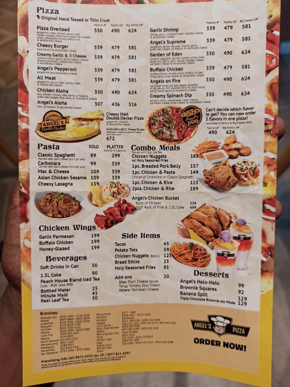 Menu at Angel's Pizza - Old Albay district restaurant, Legazpi City