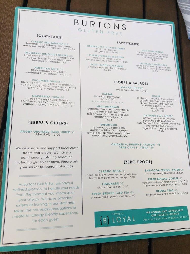 Menu At Burtons Grill & Bar, Boca Raton