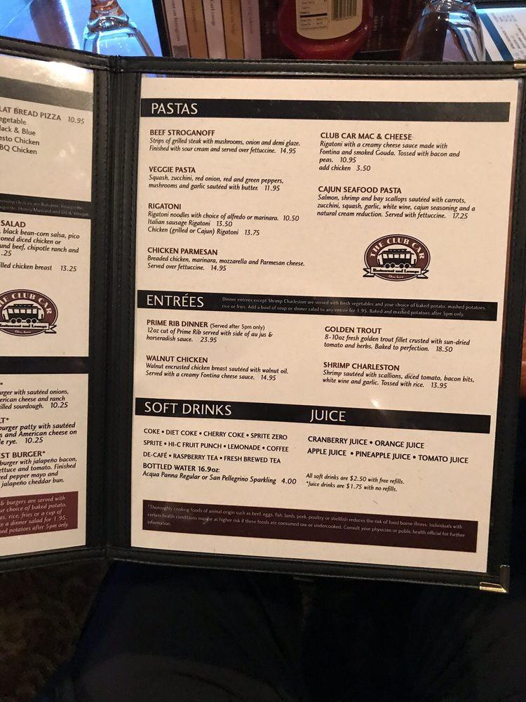 Menu at Club Car Restaurant & Lounge Clive, Clive