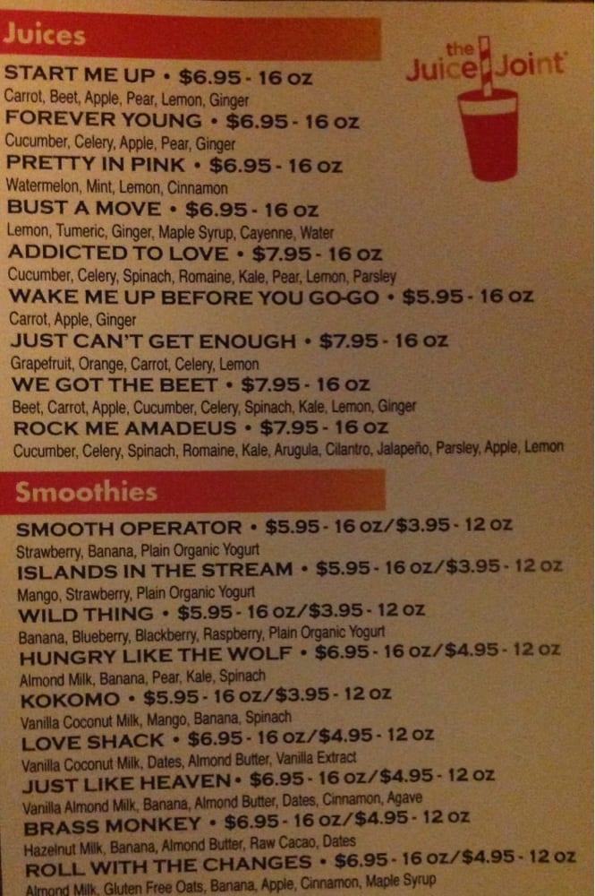 Menu at The Juice Joint pub & bar, River Forest