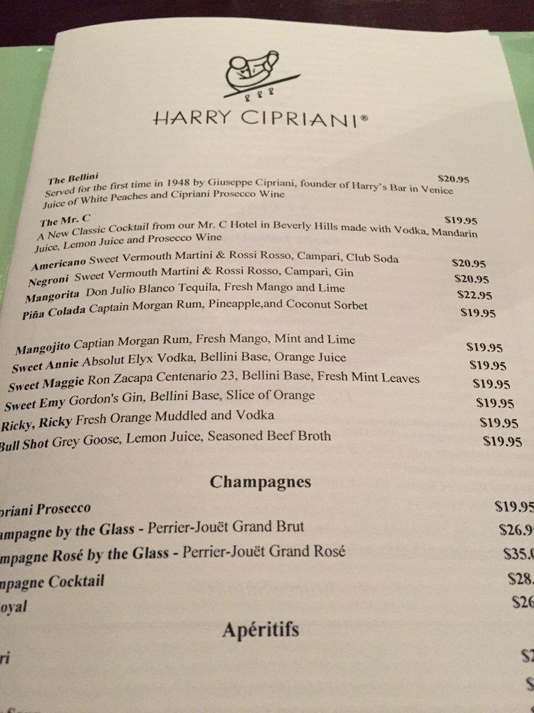Menu at Harry Cipriani restaurant, West New York, 781 5th Ave