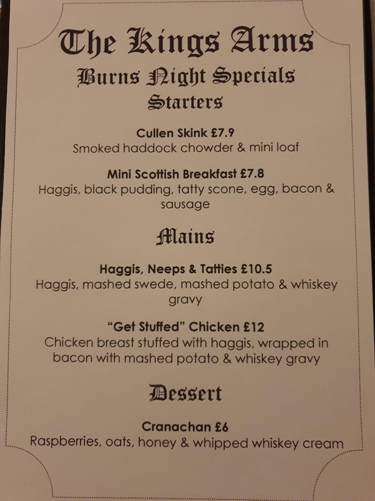 Menu at Kings Arms Inn East Stour pub & bar, Gillingham, Common Ln