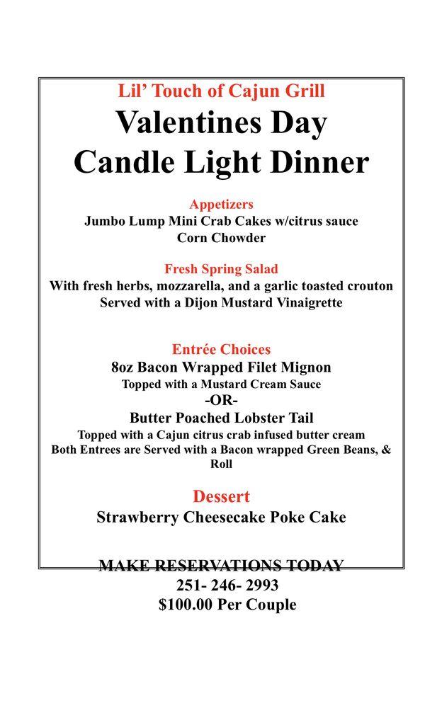 Menu at Lil' Touch Of Cajun Grill pub & bar, Jackson, 207 S Kimball Ave